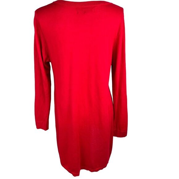 Red Tunic Knit Lightweight Sweater Top Large V Neck Apt 9 - Picture 2 of 13